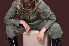 Salopetă military style, pictată manual