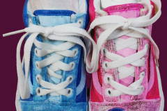 Sneakers Vans pictați manual – Charmander & Mew – unicat, mărimea 37 EU
