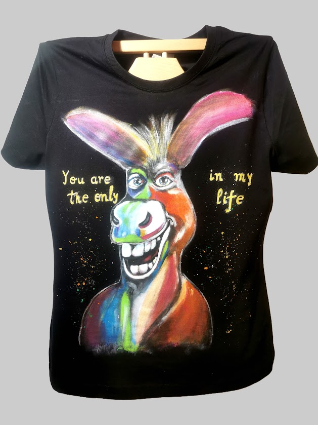 Tricou pictat manual – Măgăruș Colorat