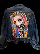 Jachetă denim pictată manual – Hypnotic Girl - imagine 2