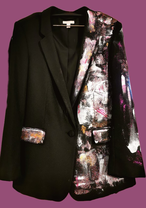 Sacou ZARA, negru, pictat manual - Masca - imagine 6
